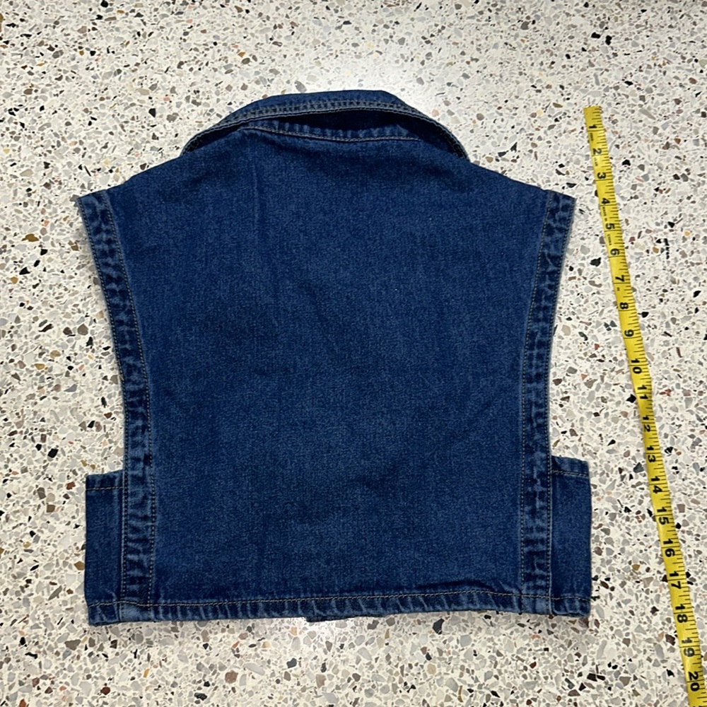 Vintage denim Jean vest crop cropped medium m - Picture 5 of 5